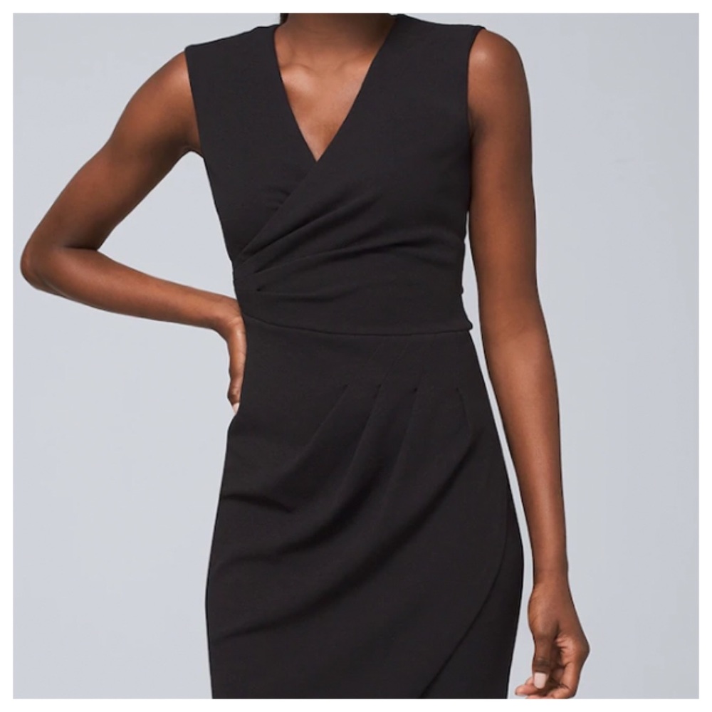 WHBM Classic Jersey Knit Sheath Black Dress 6 8 - Picture 3 of 8